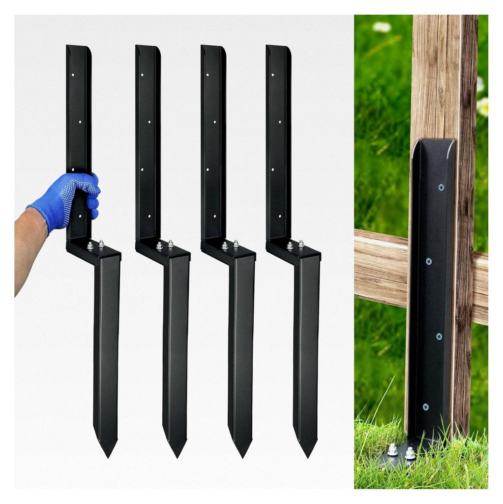 Robustes Stahl-Zaunpfostenreparatur-Set, 81,3 cm lang, Zaunpfostenanker, Erdspieße für Reparaturen, 4 Stück
