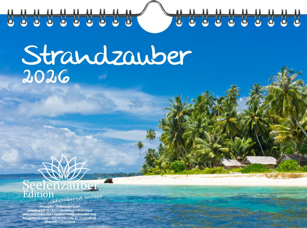 Strandzauber DIN A5 Kalender für 2026 Urlaub Strand und Strände - Seelenzauber
