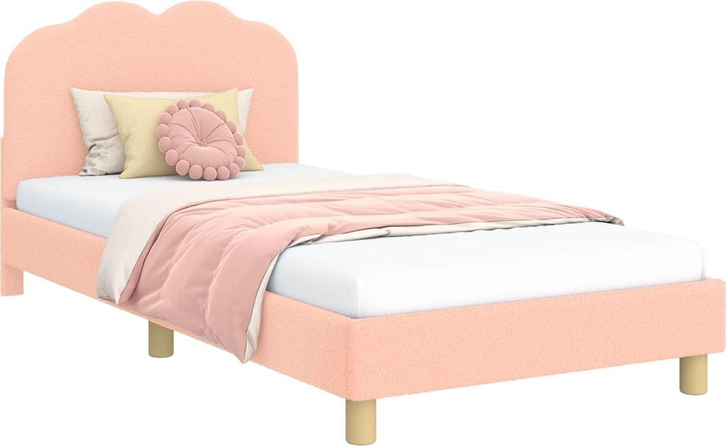 Kinderbettgestell mit Kopfteil Rosa 90 x 190 cm Schafstoff