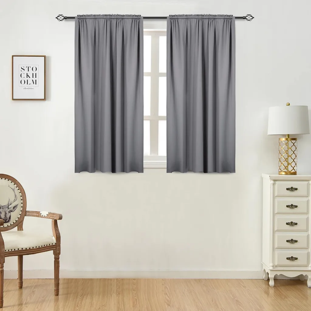 Fmfunctex Tende oscuranti grigie argento per soggiorno, 228,6 cm, con occhielli, per camera da letto, ramo di albero, isolamento termico, tende per finestre, pannelli per cameretta dei bambini, 2