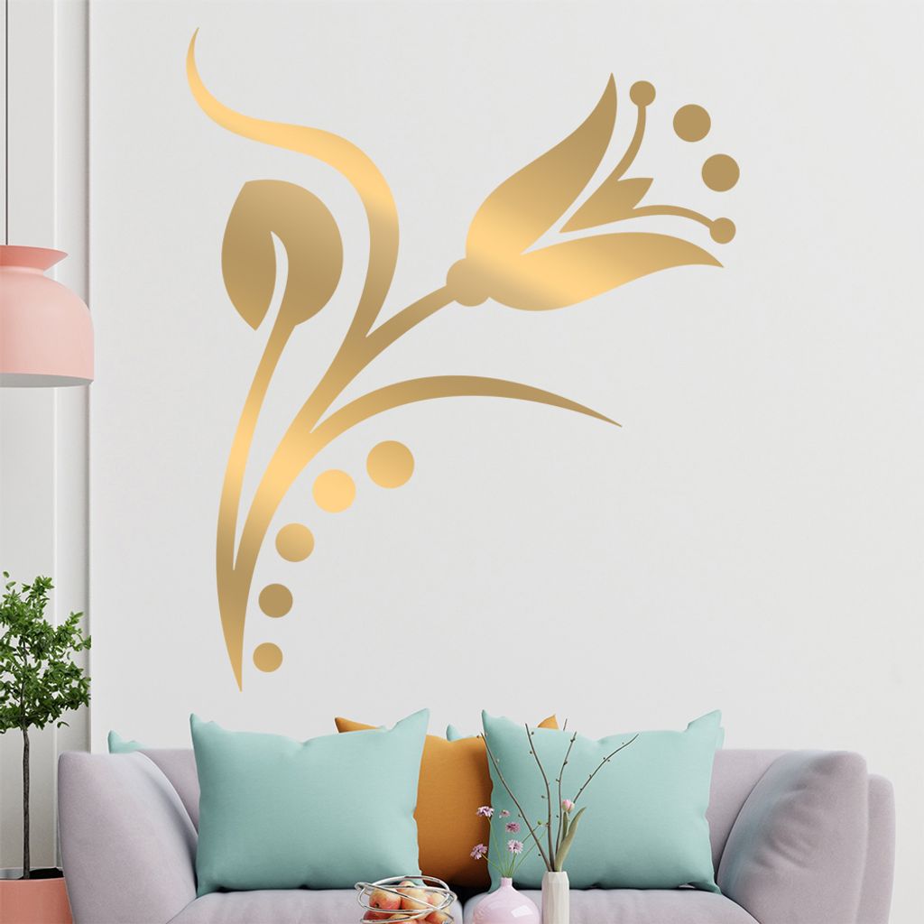 Blume - Linien Punkte Wandtattoo in 6 Größen - Wandaufkleber Wall Sticker - Dekoration, Küche, Wohnzimmer, Schlafzimmer, Badezimmer