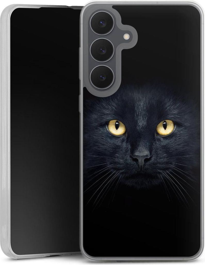 DeinDesign Slim Hülle für Samsung Galaxy S25 FE Silikon Case Ultra Dünn Handyhülle Auge Katze schwarz