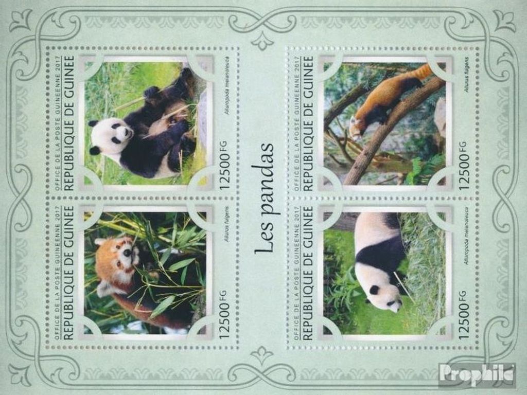 Briefmarken Guinea 2017 Mi 12236-12239 Kleinbogen (kompl. Ausgabe) postfrisch Pandas