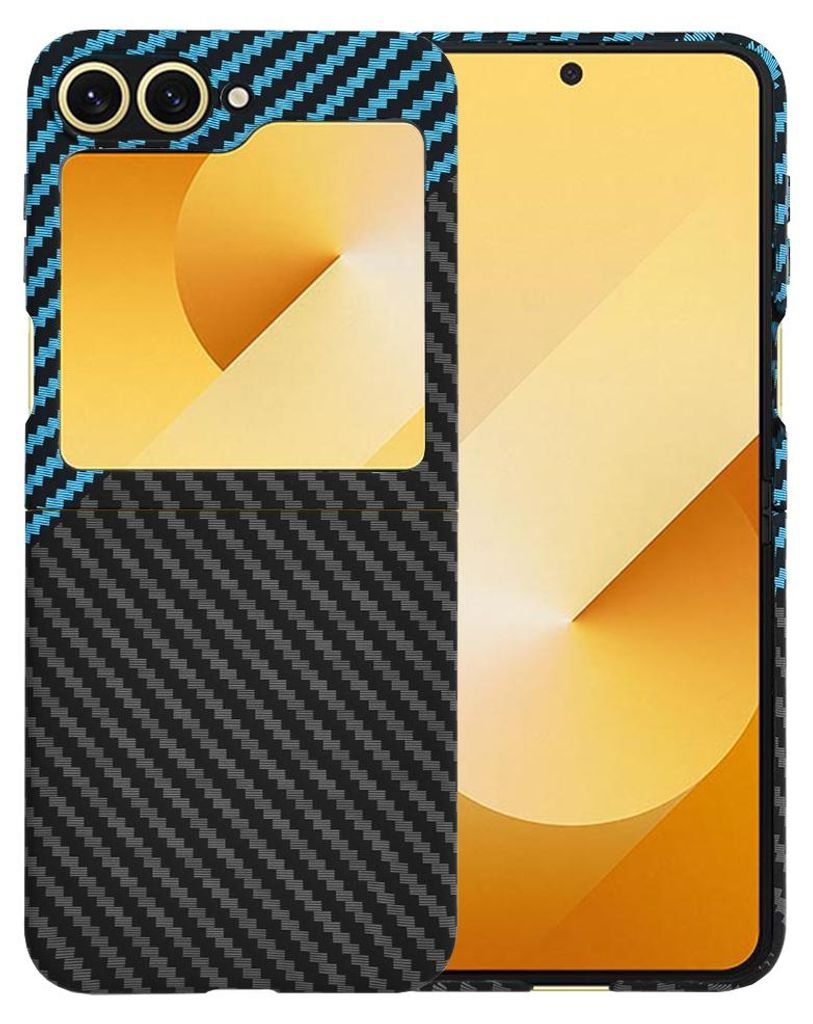 Techsuit Carbonite FiberShell Back Cover Hülle für Samsung Galaxy Z Flip 6 - Blau/Schwarz