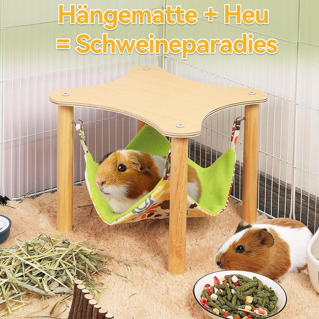 Meerschweinchen Hngematte mit Echtholz-Gestell,28x28x24cm
