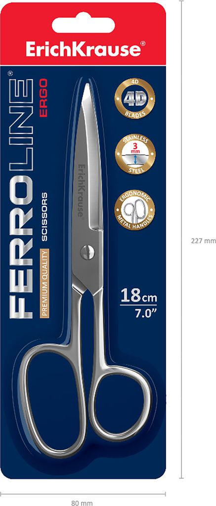 Schere 18cm rostfrei Edelstahl 4D Klingen ergonomisch 1 Stück