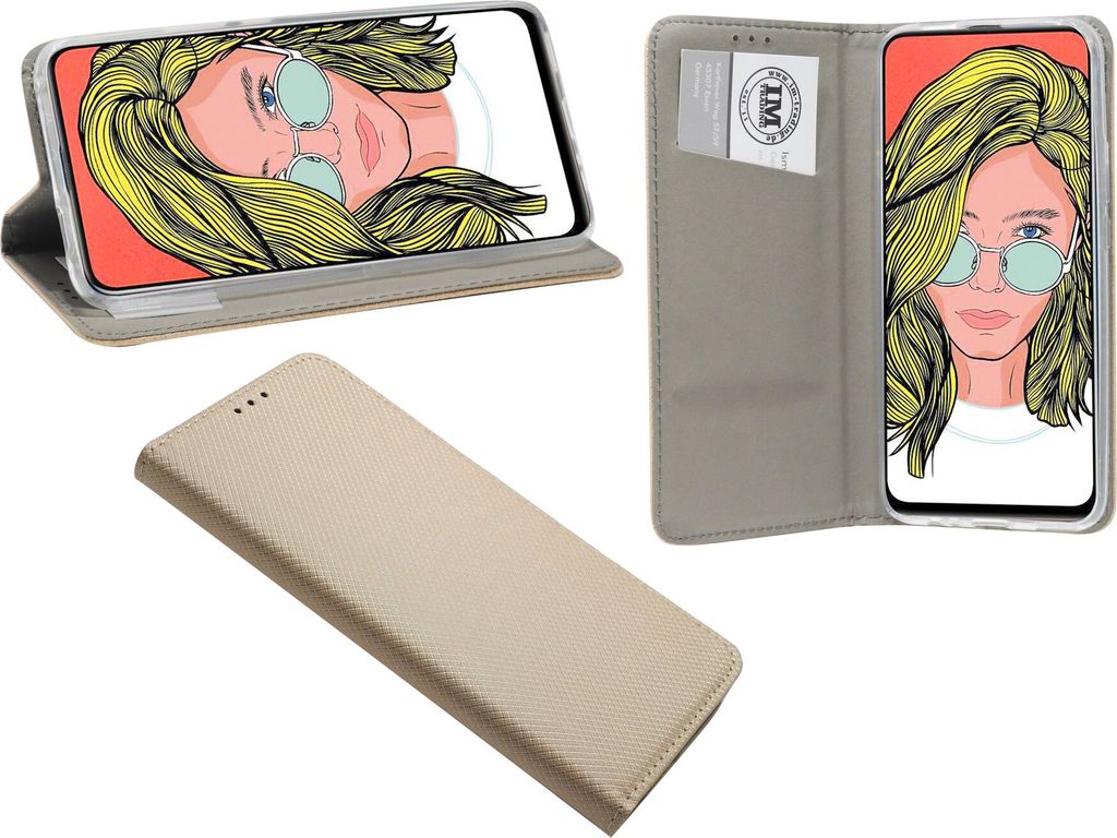 cofi1453 Buch Tasche "Smart" kompatibel mit HUAWEI P SMART Z Handy Hülle Etui Brieftasche Schutzhülle mit Standfunktion, Kartenfach Gold