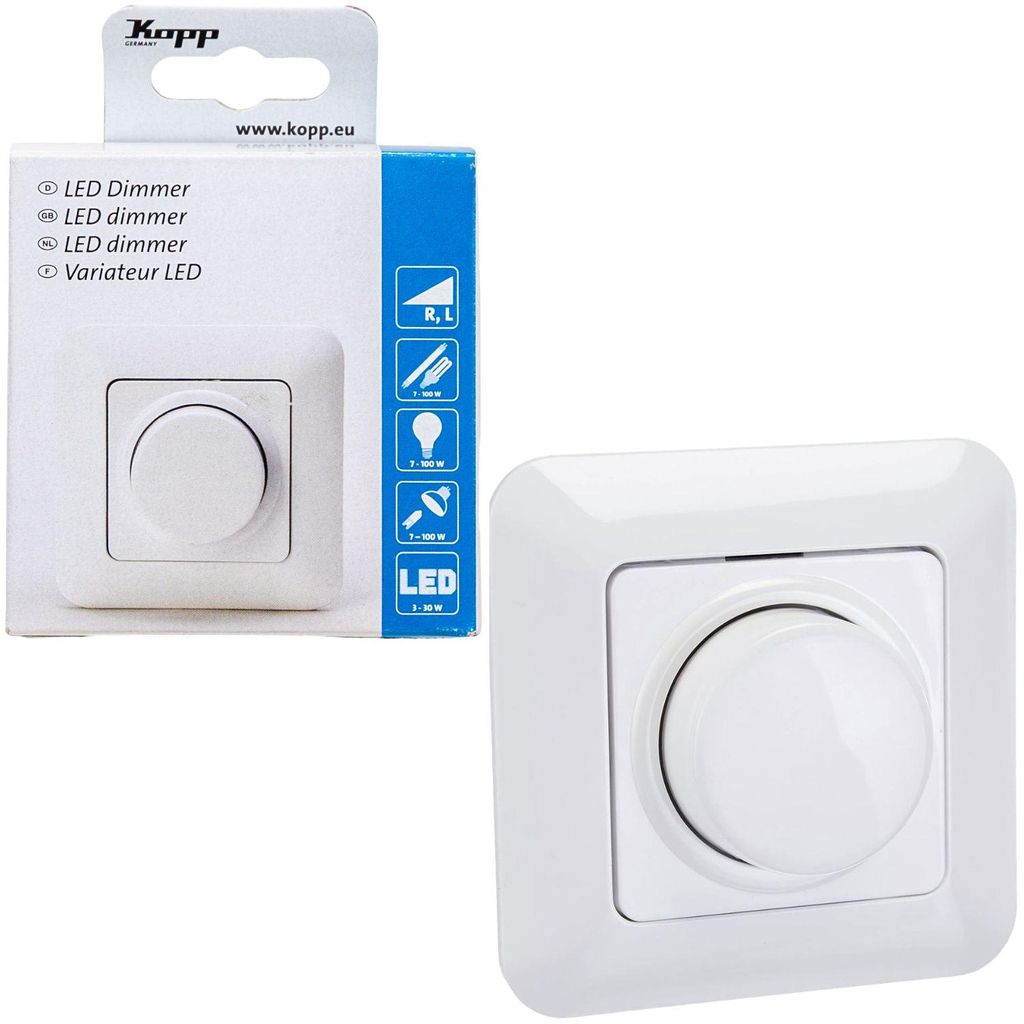 Kopp Dimmer mit Rahmen Drehdimmer Lichtdimmer Dimmschalter Produktbild 