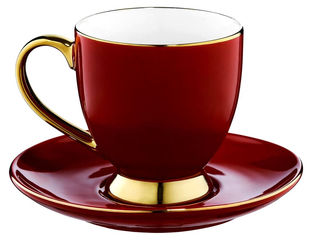 Tasse mit Untertasse in Gold 220 ml für Kaffee, Tee und Cappuccino