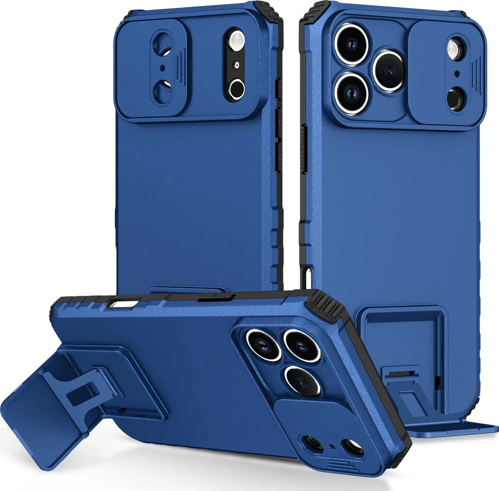 Custodia iPhone 17 Pro Max Rugged Blu: Protezione Militare con Supporto