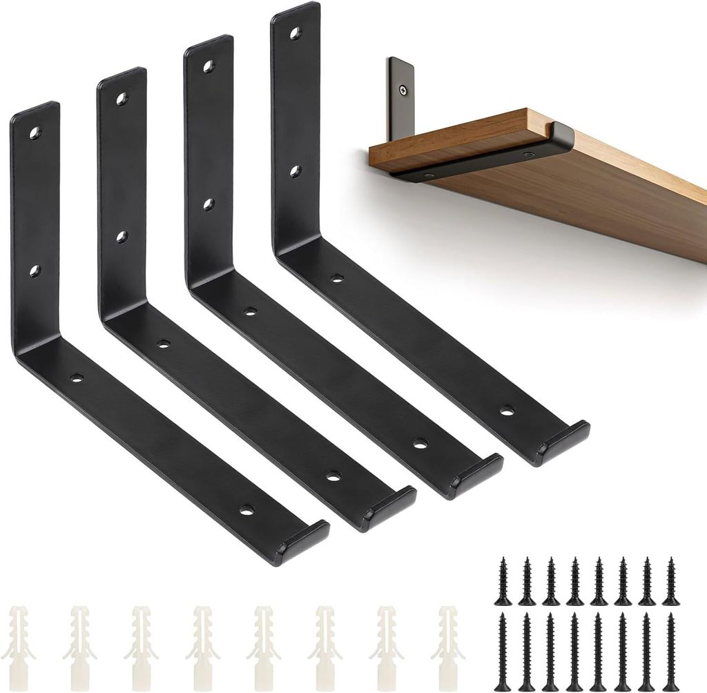 4 Stk Regalhalterung Schwarze, L-Form Regalhalter, Produktbild 