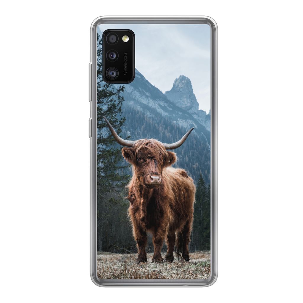 MuchoWow Handyhülle Schutzhülle Hülle für Samsung Galaxy A41 Schottische Highlander - Tiere - Landschaft Silikon Softcase Handy Hülle - Mobi...