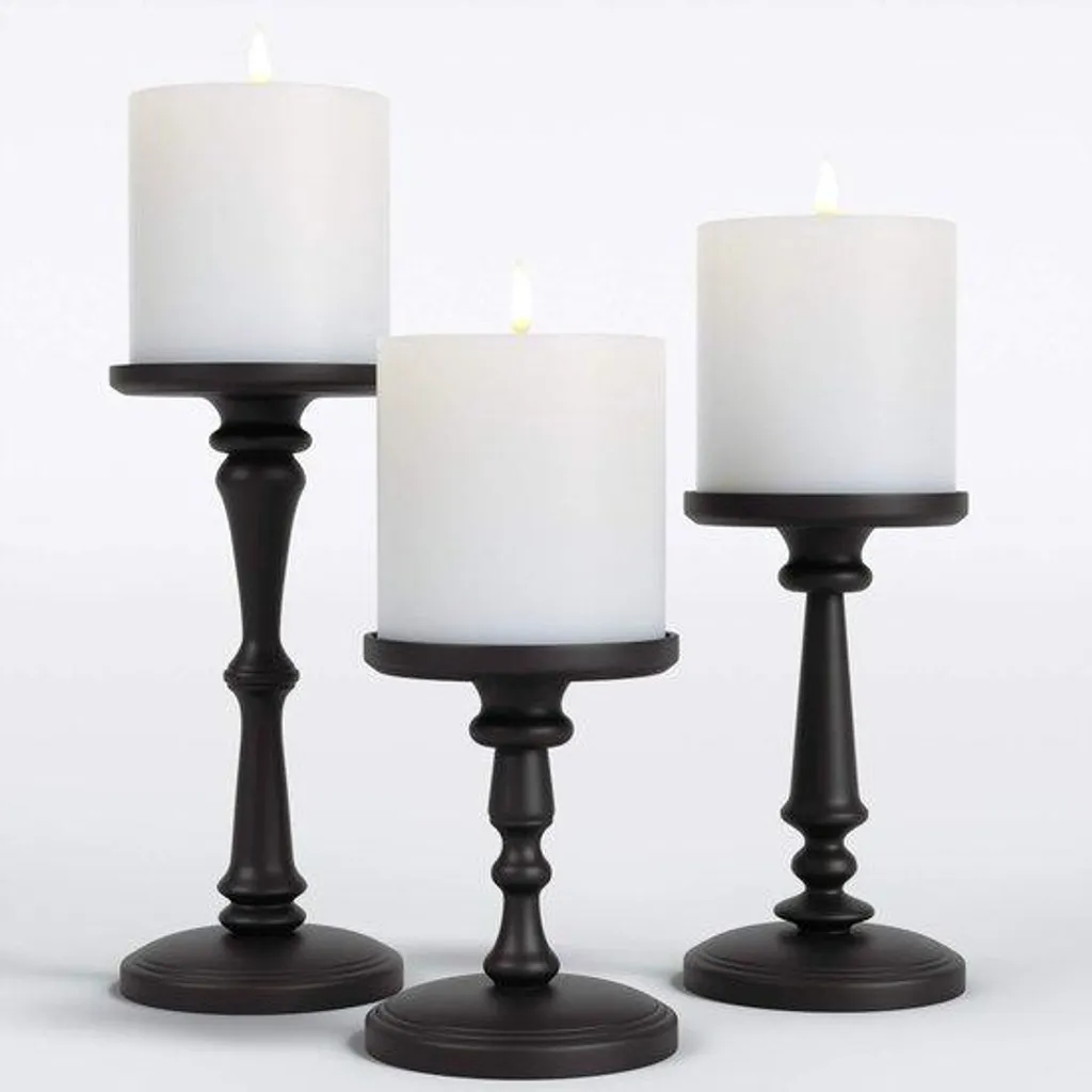 Chandelier design en métal noir pour bougies flambeaux - Ensemble de 3