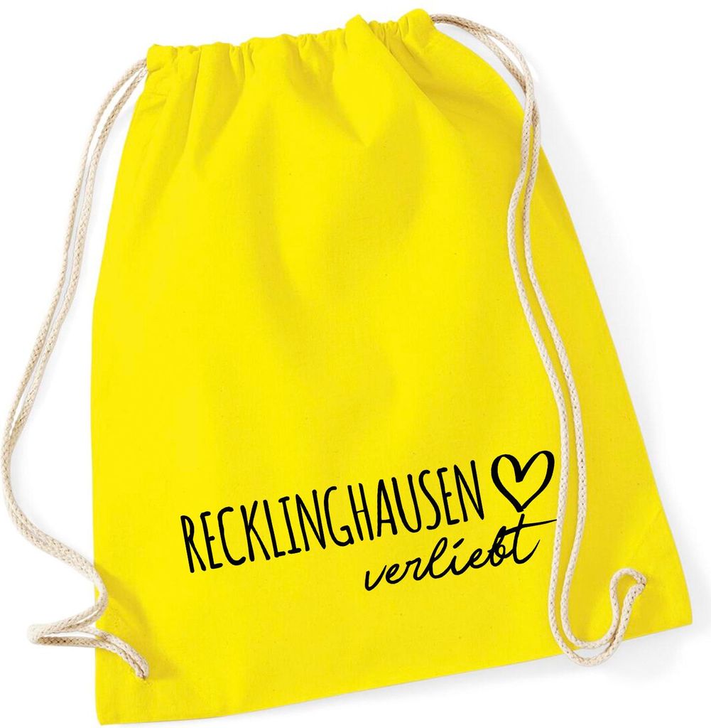 Huuraa Turnbeutel Recklinghausen verliebt 12 Liter Yellow Baumwolle Rucksack Geschenkidee