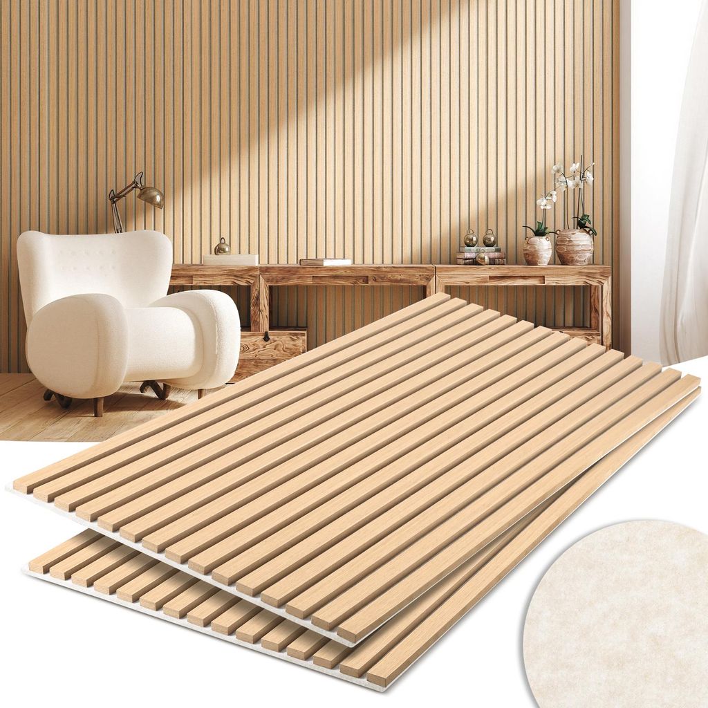 Ikodm Akustikpaneele Wandpaneele 120x60 cm Weißeiche, Produktbild 