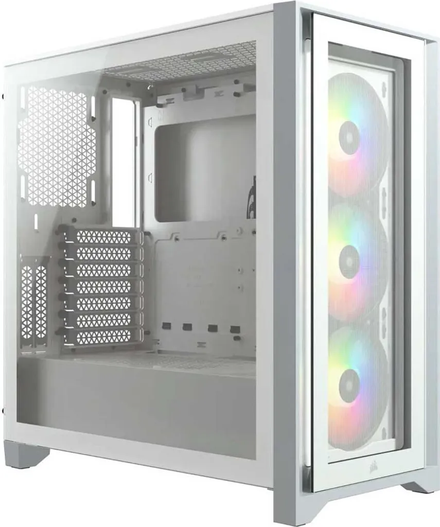 Corsair | Case mid-tower ATX con vetro temperato | iCUE 4000X RGB | Finestra laterale | Mid-tower | Bianco | Alimentatore incluso No | ATX