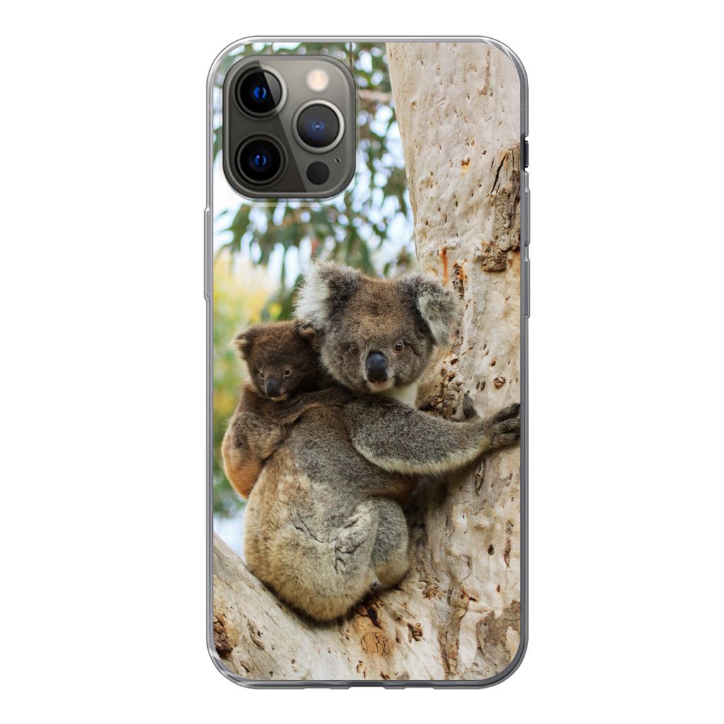 MuchoWow Handyhülle Schutzhülle Hülle für iPhone 13 Pro Koalas - Kind - Baum - Jungen - Mädchen Silikon Softcase Handy Hülle - Handy-Tasche