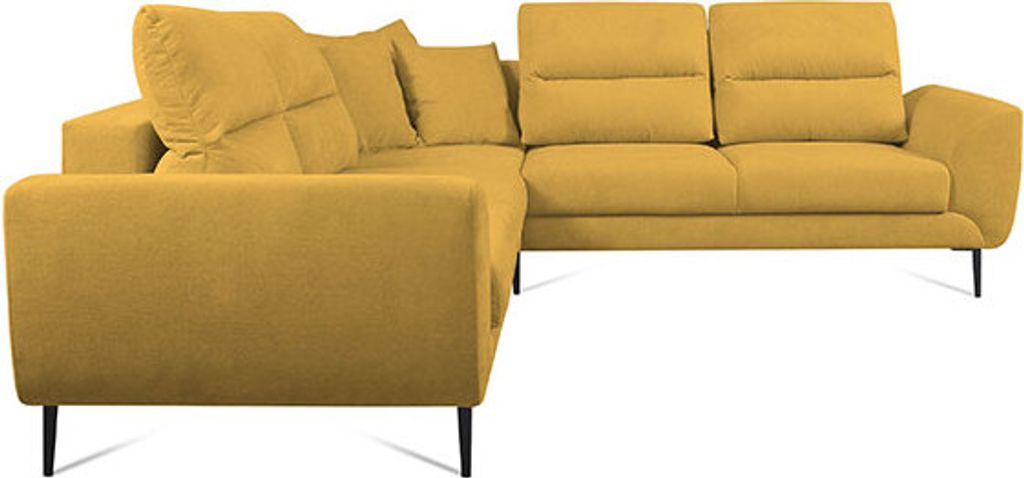 Ecksofa Eckcouch Polsterecke Bettkasten Schlaffunktion zitronengelb Recamiere links