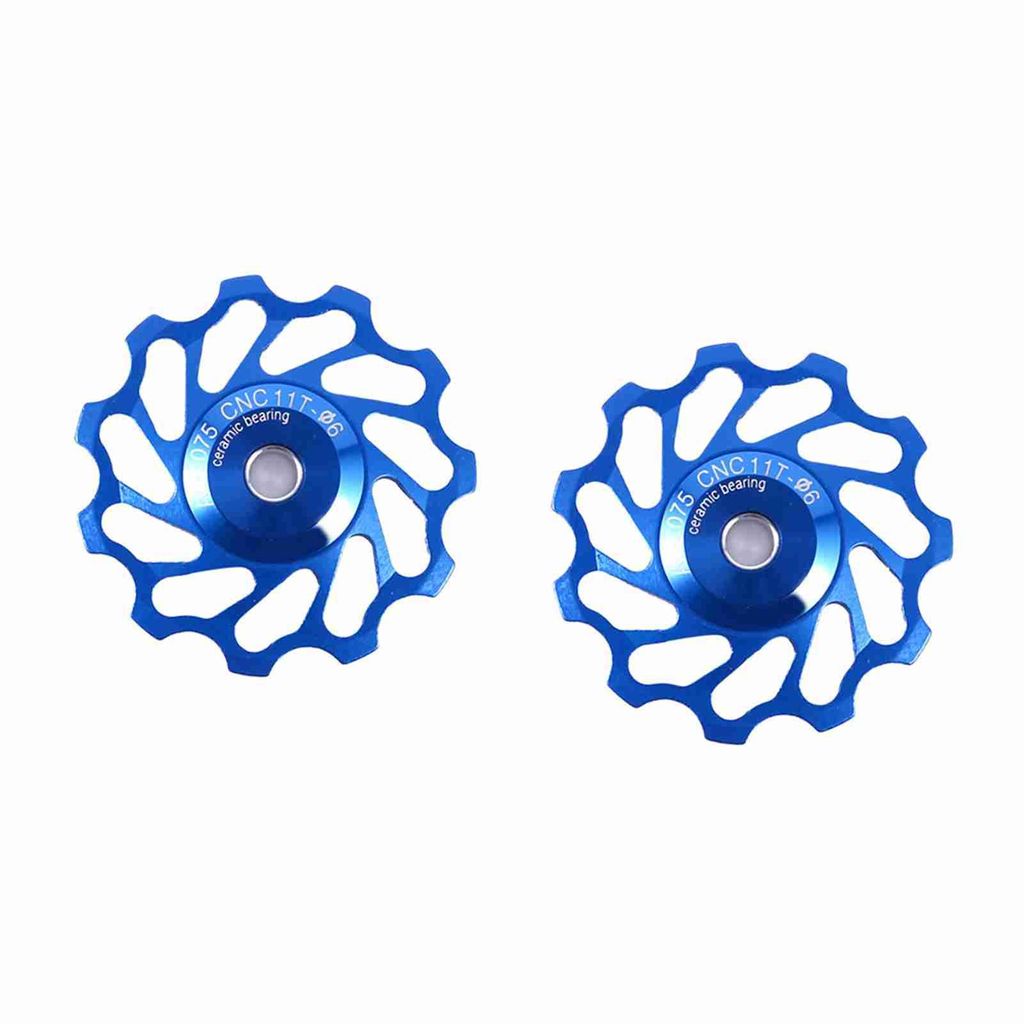 2pcs 11t Aluminiumlegierung Jockeyrad Heckummeur Pulley Fahrradzubehör (Blue 11t)