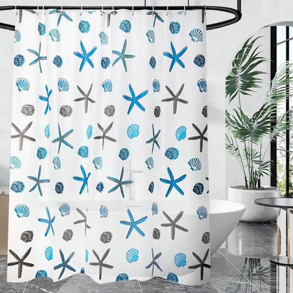 Rideau de douche transparent en plastique PEVA étanche 80 x 200 cm