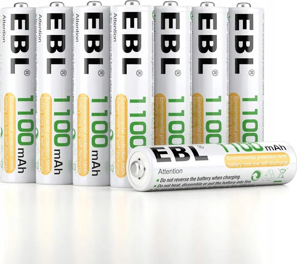 EBL Lot de 8 Piles Rechargeables AAA 1100mAh Ni-MH 1,2V Haute Capacité