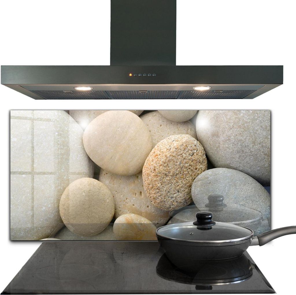 Spritzschutz aus Glas Küchenrückwand - Wandschutz für Herd und Spüle - 120x60 cm - Stein Strand