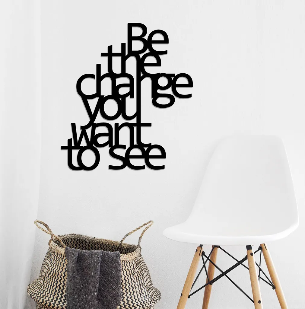 Wallity Be The Change Decorazione Casa Metallo Nero 70x62 cm