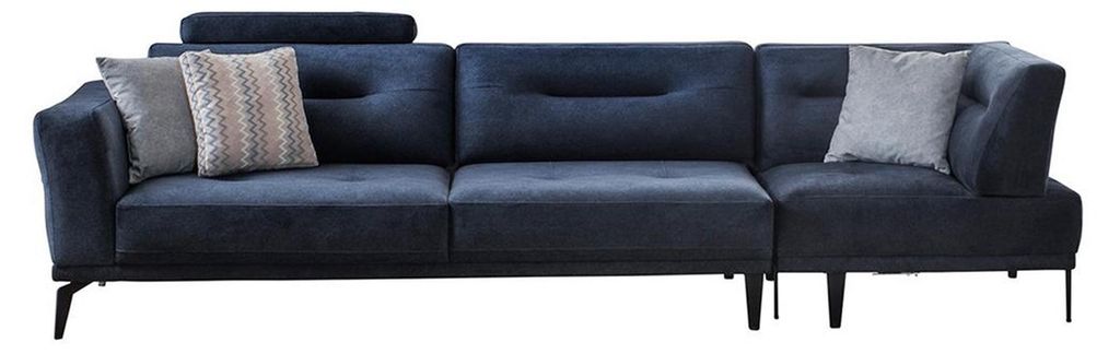 Modern 4-Sitzer Massive Luxus Sofa Blau Wohnzimmer Stoffsofa Design Modern