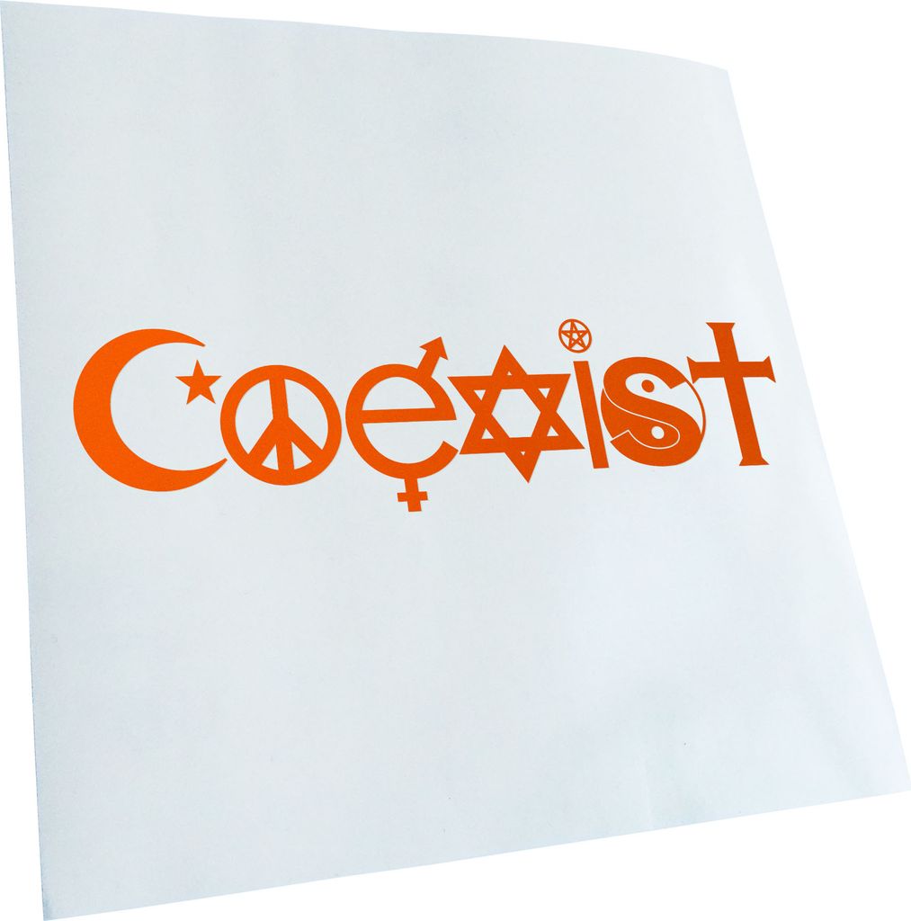 Kiwistar - Autoaufkleber - Coexist Symbole Heckscheibe - Aufkleber für Auto Kfz Fahrrad, LKW, Truck Mofa