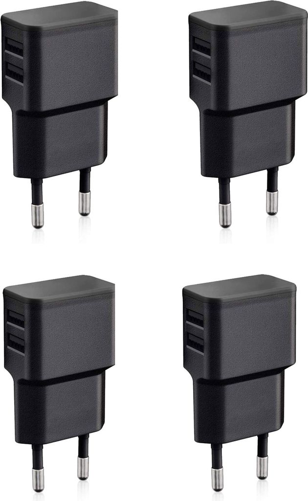 Wicked Chili 4 Stück Dual USB Ladegerät, Universal 90° Netzteil abgewinkelt für Handy, Watch, Powerbank, Bluetooth Speaker, Doppel Ladegerät N...