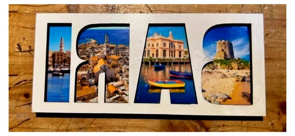 Bari Souvenir, Bari Magnet aus Holz mit Schriftzug, Bari Kühlschrankmagnet, Bari Geschenk, Reiseandenken aus Apulien 220125, Apulien Souvenir,Puglia
