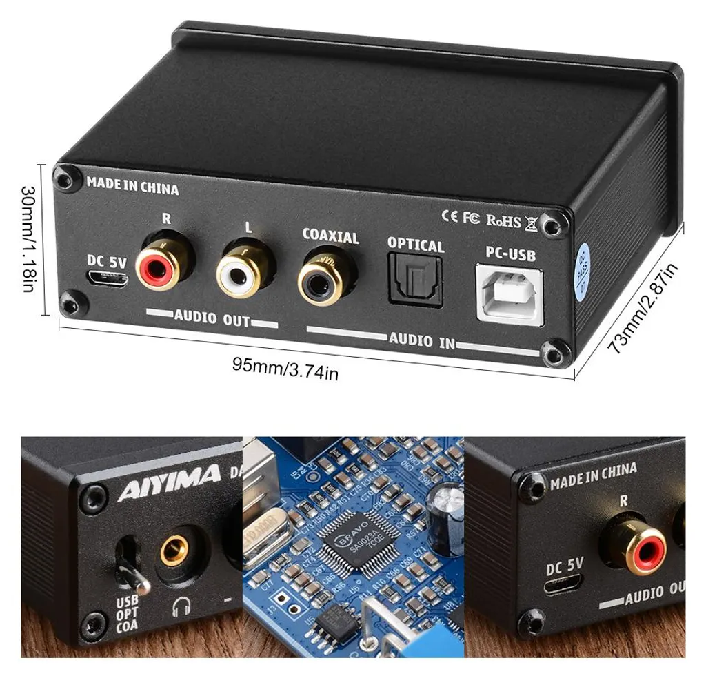 Ampli DAC Portable 24 bits/96 kHz Haute Résolution Noir - Format Mini - 3