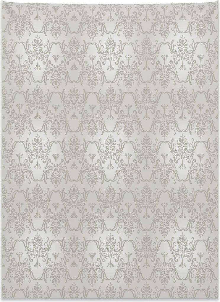 Abakuhaus Grau Wandteppich, Vintage Damast-Blumen aus Weiches Mikrofaser Stoff Kein Verblassen Klare Farben Waschbar, 110 x 150 cm, Hellgrau