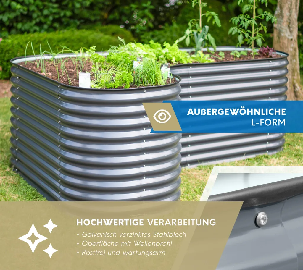 Potager d'angle surélevé Westmann pour légumes et fleurs anthracite