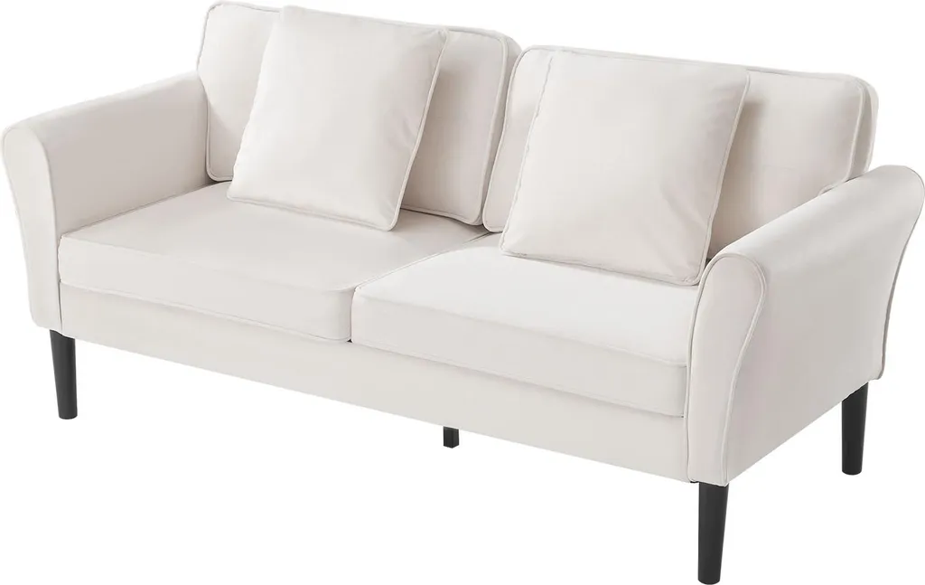 VEVOR Canapé Loveseat 2 Places 176cm en Velours Côtelé Blanc Moderne