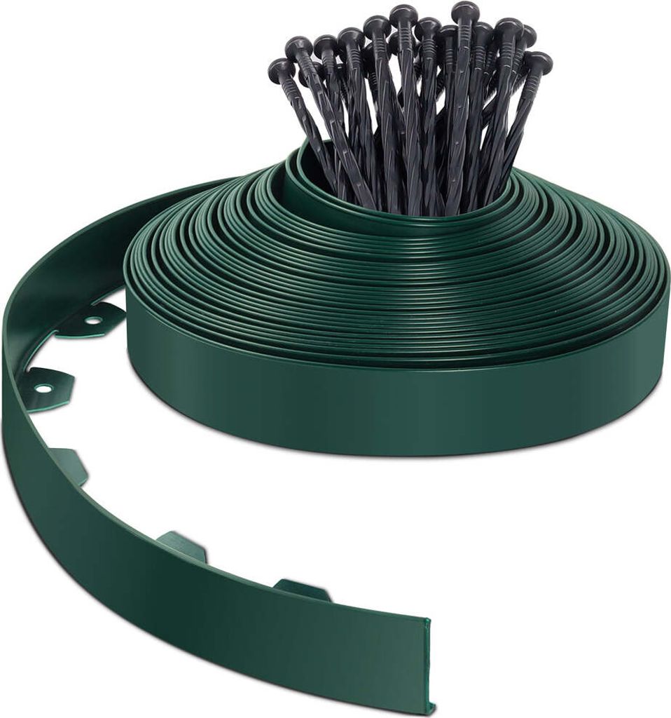 VOUNOT Flexible Rasenkante Beeteinfassungen Kunststoff, mit 40 Erdanker, Länge 20m Höhe 5cm, Grün