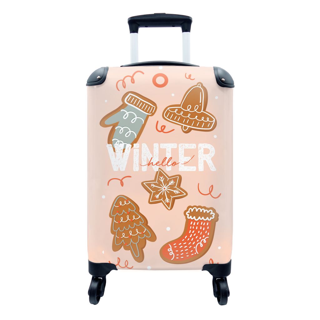 MuchoWow Koffer Handgepäck Trolley Rollkoffer Kleine Reisekoffer mit 4 Rollen - Hallo Winter" - Sprichwörter - Zitate - Cabin Size < 55x40x23 c...