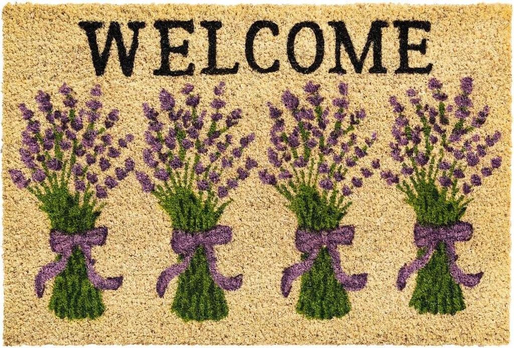 Kokosmatte Lavendel Welcome Spruch als aussen Sauberlaufmatte