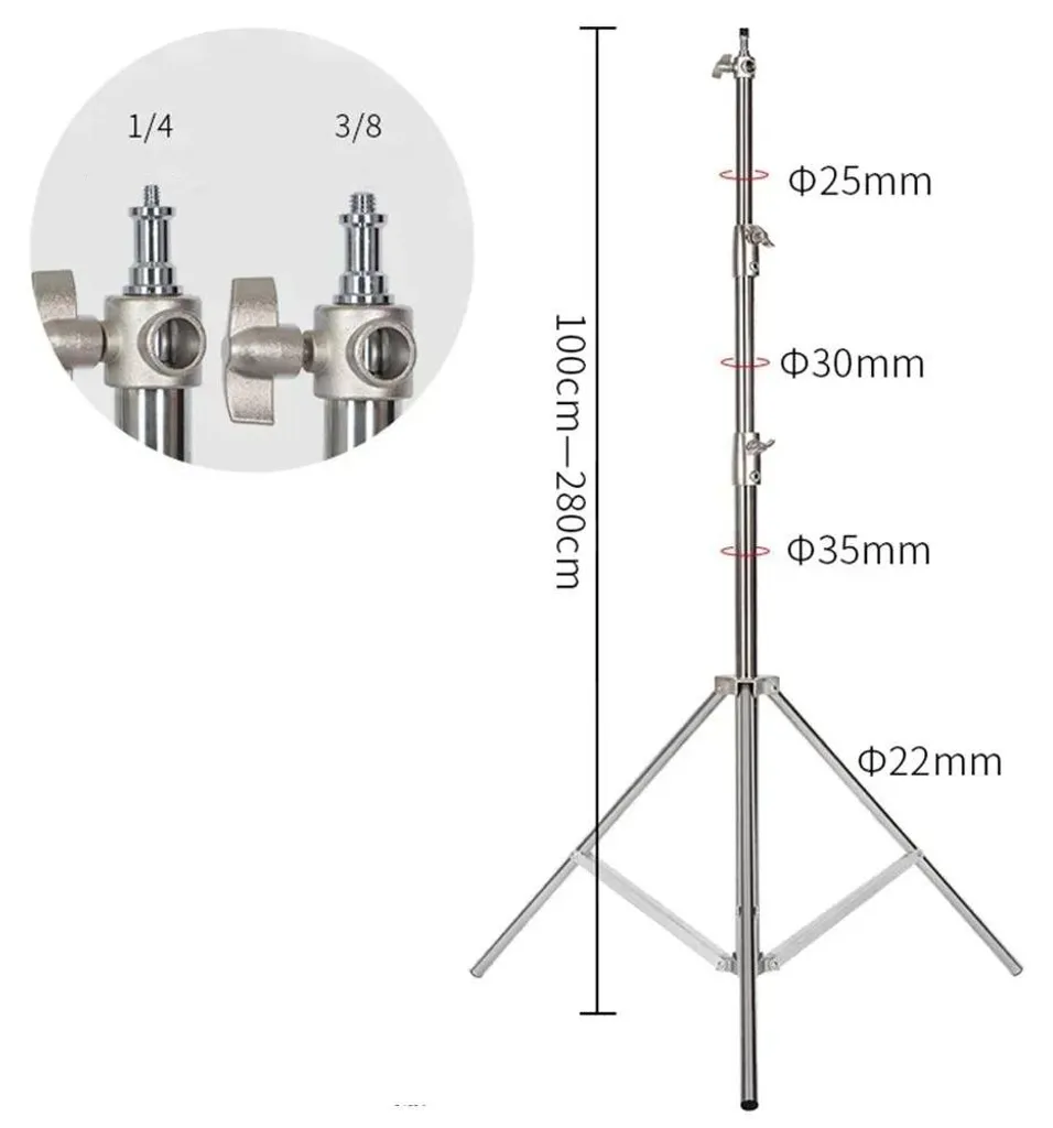 Trépied Argenté de 2,8m Télescopique à Hauteur Réglable - Modèle PRO-280