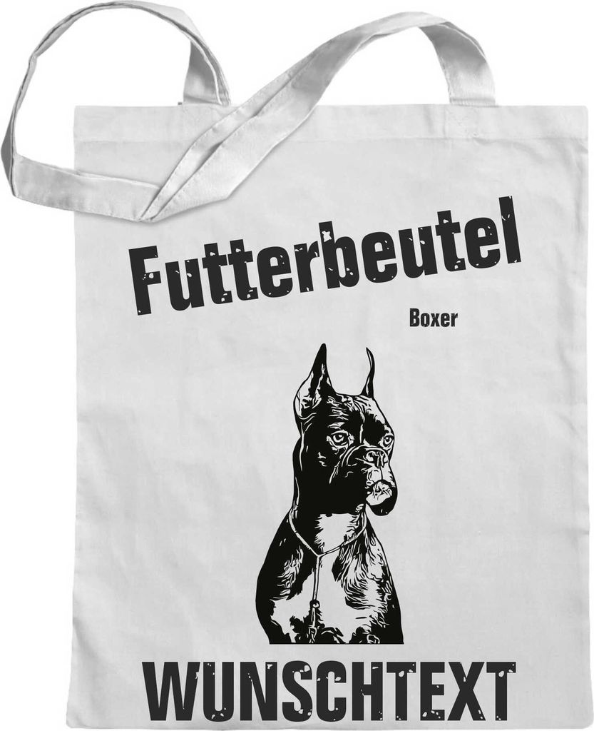 Kiwistar Futterbeutel - Boxer - Einkaufsbeutel Wunschtext mit Motiv Hund - Jutebeutel bedruckt - Tragetasche Stoffbeutel Umhängetasche Langer Henk...