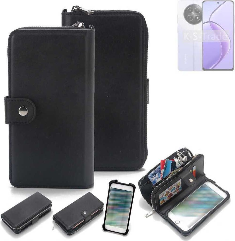 K-S-Trade 2in1 Handyhülle Schutzhülle kompatibel mit Realme 12x 5G India & Portemonnee Cover Handy Hülle Case Etui Geldbörse Wallet Bookstyle