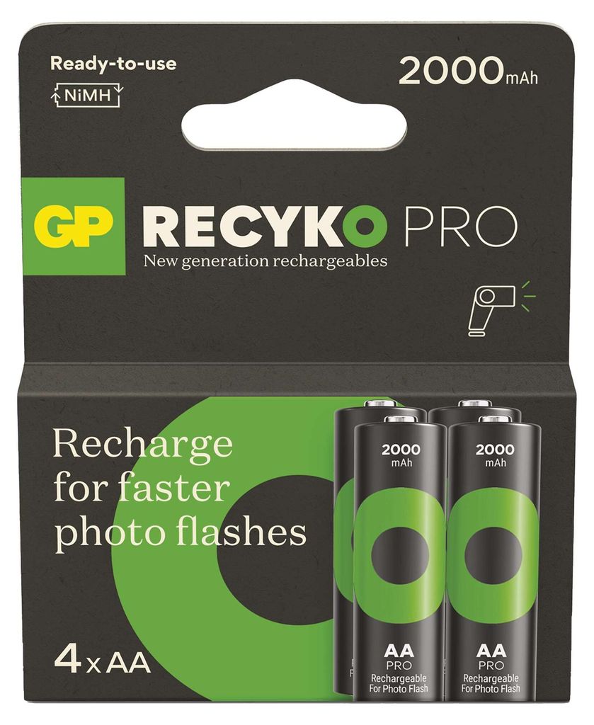 GP Batteries ReCyko Pro B2629, 2000 mAh, Nickel-Metallhydrid (NiMH), AA, 1,2 V, Grün, 4 Stück(e)