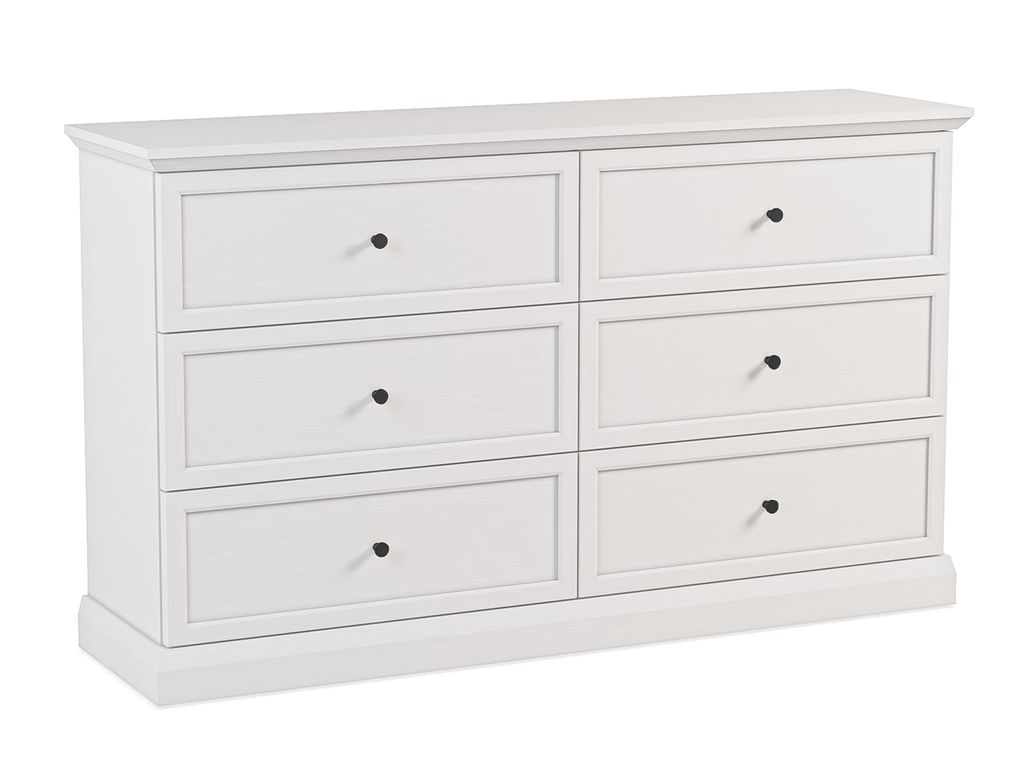 AX LIVING Kommode mit 6 Schubladen Levantos K6S – 146 cm, Weiß Opal