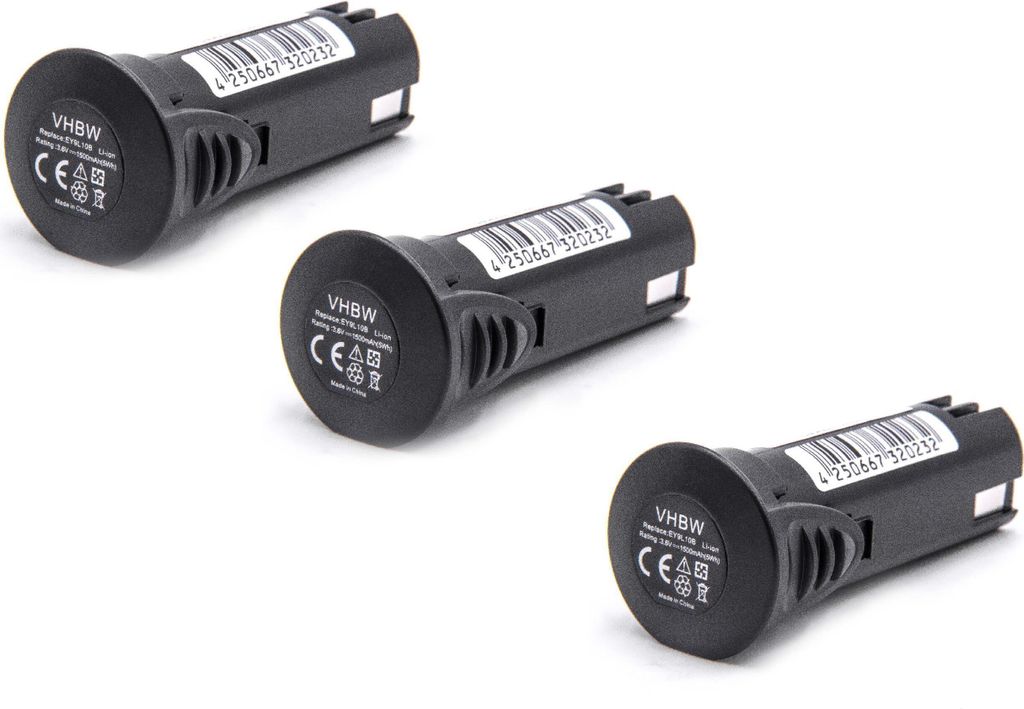 vhbw 3x Akku kompatibel mit Panasonic EY7410LA1C, EY6220NQ, EY3610 LA1J, EY7411LA1S, EY7411LA1C, EY3610, EY7410LA2S Werkzeug (1500 mAh, Li-Ion, 3,6 V)