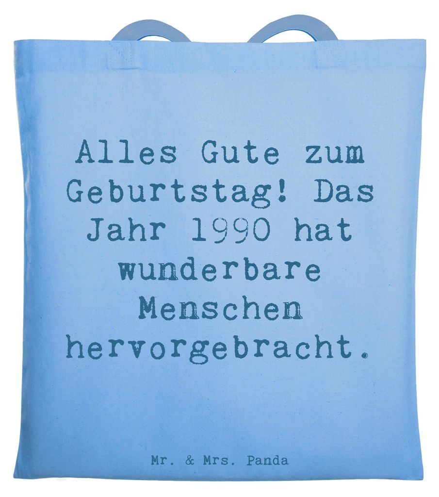 Mr. & Mrs. Panda Einkaufstasche Spruch 1990 Geburtstag - Sky Blue - Geschenk, Glückwunsch, Geburtstagsfeier, Happy Birthday, Tote Bag, Stoffbeutel...