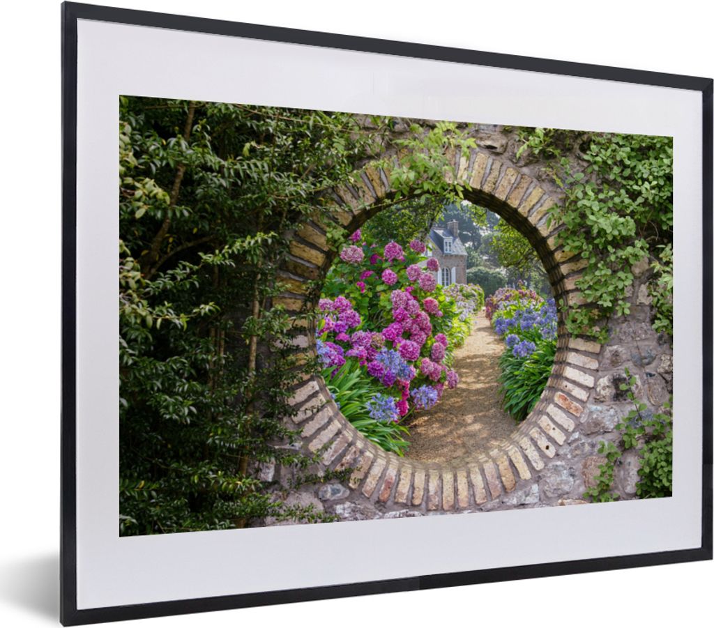 MuchoWow Gerahmtes Poster Transparent - Blumen - Hortensie - Sommer 40x30 cm - Poster mit Schwarzem Bilderrahmen Wandposter Rahmen Foto Bilder - ...