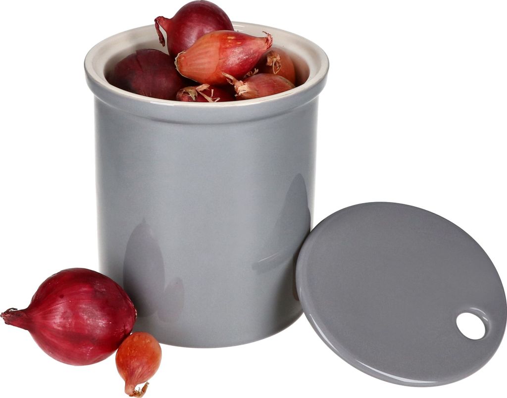 Oskar Vorratsdose M in Grau Zwiebeltopf mit Deckel Produktbild 