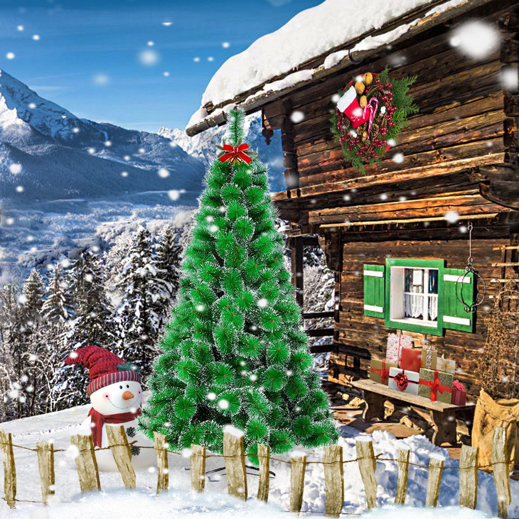 XMTECH 120cm Künstlicher Weihnachtsbaum Mit LED-Beleuchtung & Schnee-Effekt - 8 Lichtmodi Für Perfekte Weihnachtsstimmung