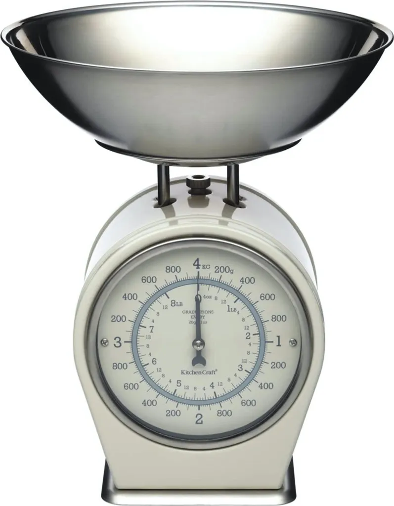 Balance de Cuisine Vintage Mécanique avec Bol Amovible en Acier 4 kg
