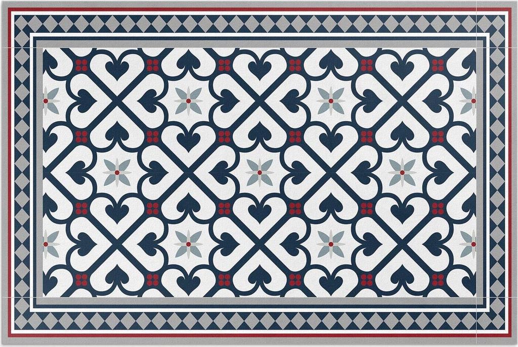 Floral rhombus dekorative fliesen – Vinylteppich – 140x210 cm – Outdoor Teppich – Terrasse – Wetterfest – Modern